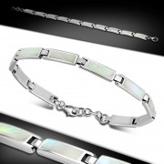 Mother of Pearl Rectangular links Silver Bracelet (CB286MOP)
